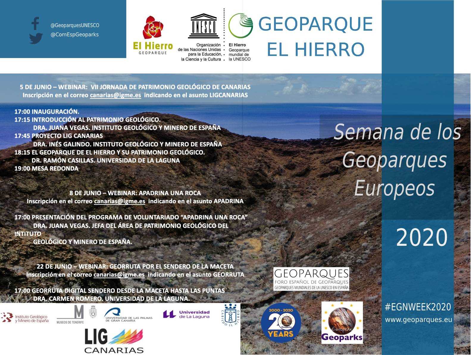 El Geoparque El Hierro se suma este mes de junio a la Semana de los Geoparques Europeos 2020
